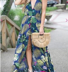 Nights In The Bahamas Printed Maxi Romper